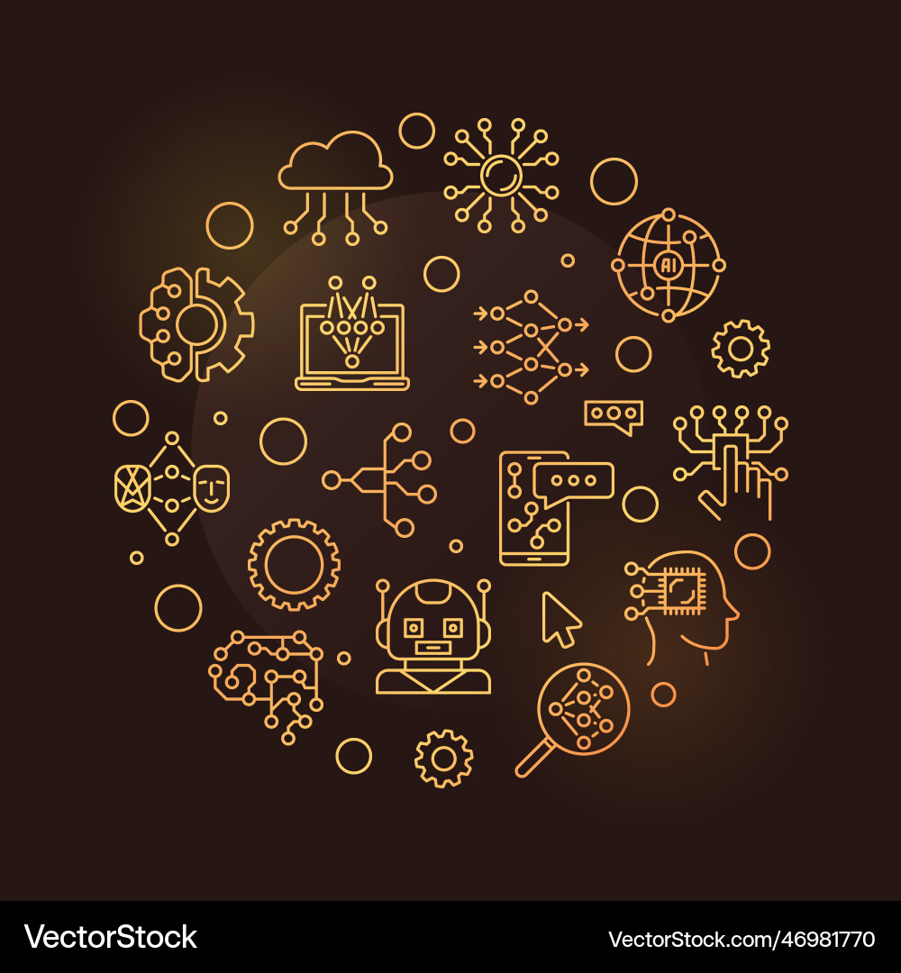 Artificial intelligence and neural network Artificial intelligence and neural network vector image