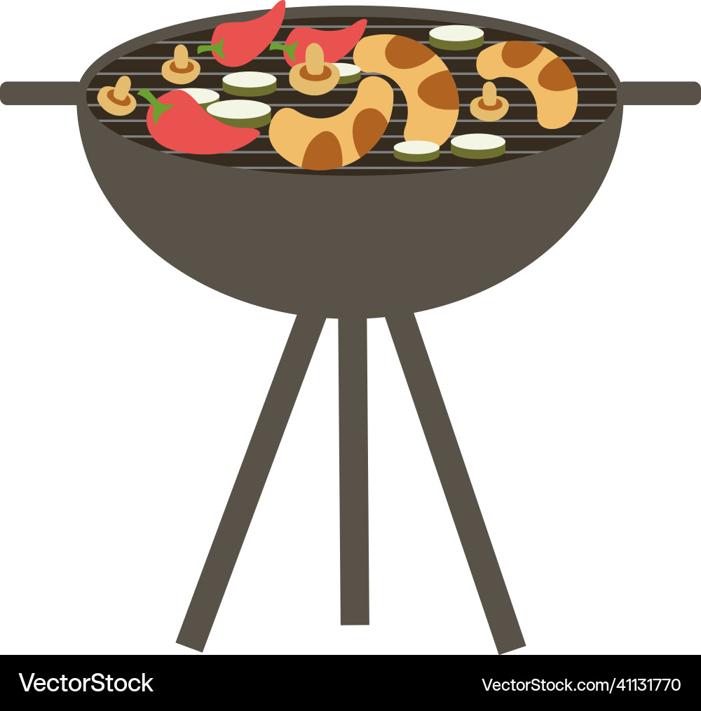 Barbecue grill semi flat color object Vector Image