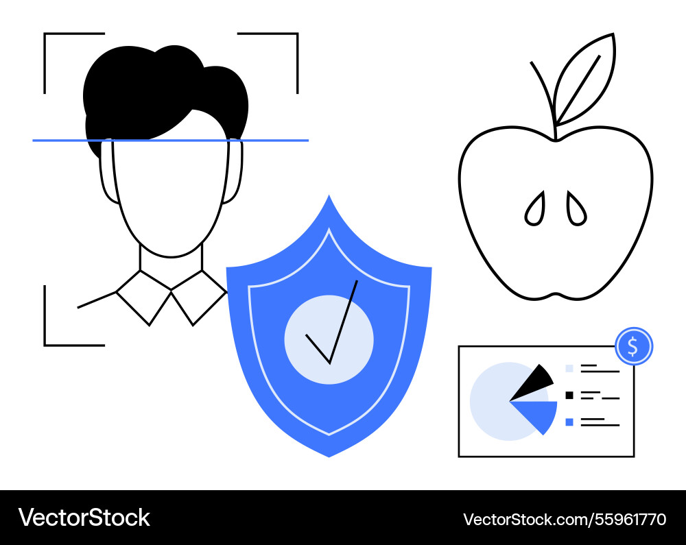 Biometric face recognition data analysis Vector Image