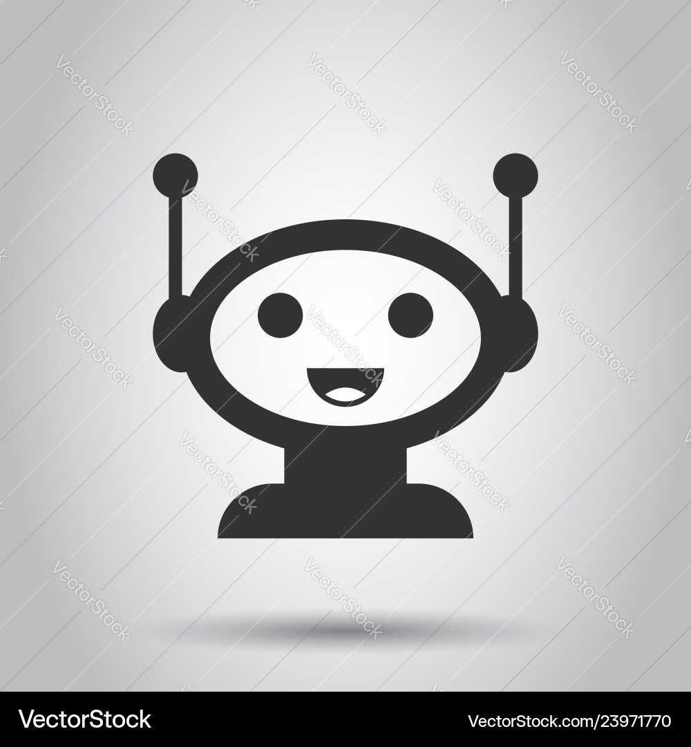 Cute robot chatbot icon in flat style bot Cute robot chatbot icon in flat style bot vector image