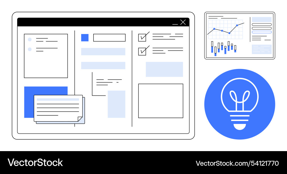 Data analytics dashboard with graphs charts Data analytics dashboard with graphs charts vector image
