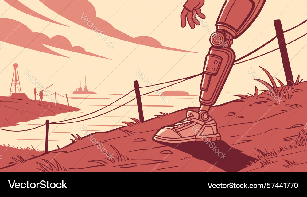 Dynamic robotic legs running in a futuristic vector image