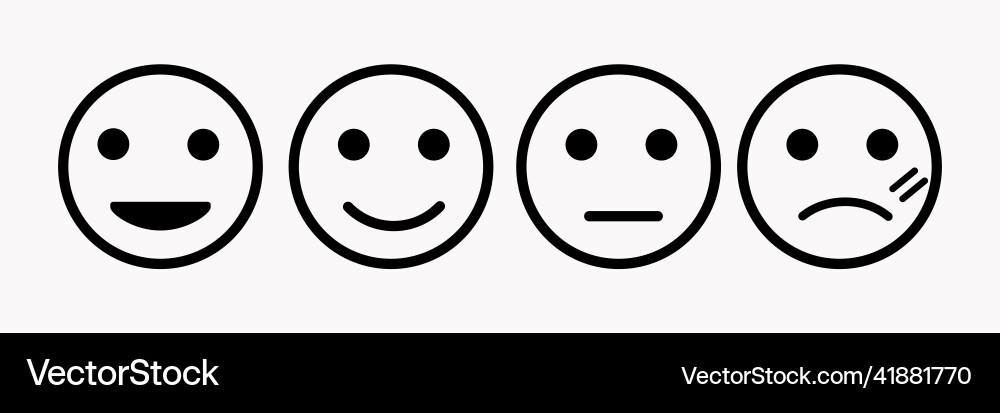 Emotion faces satisfaction level range to assess Emotion faces satisfaction level range to assess vector image