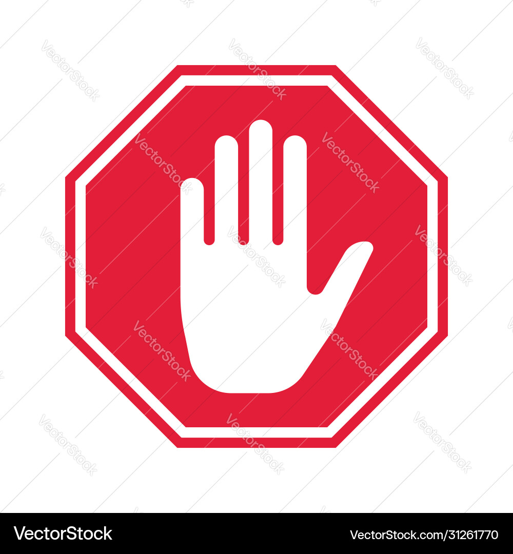 Hand Stop Prohibition Sign Vector Image