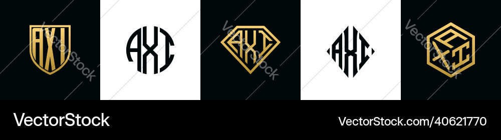 Initial letters axi logo designs bundle Initial letters axi logo designs bundle vector image