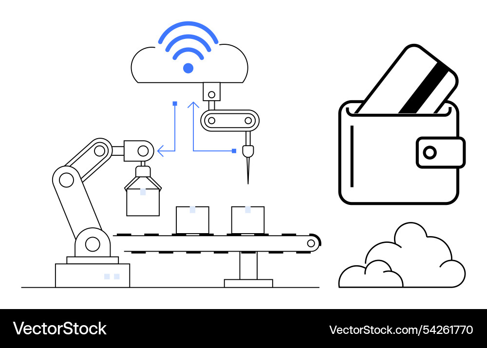 Integration of robotics and iot in manufacturing Integration of robotics and iot in manufacturing vector image