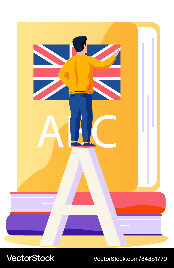 Man standing and learning english language Vector Image