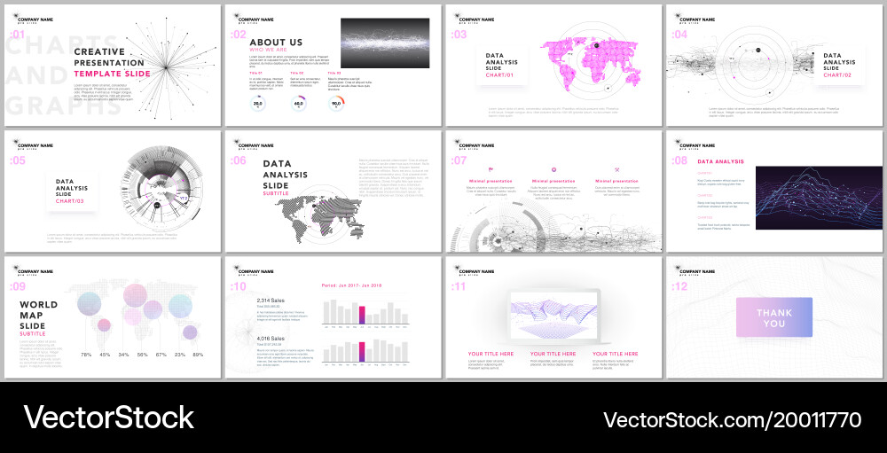 Minimal presentation templates tech elements vector image