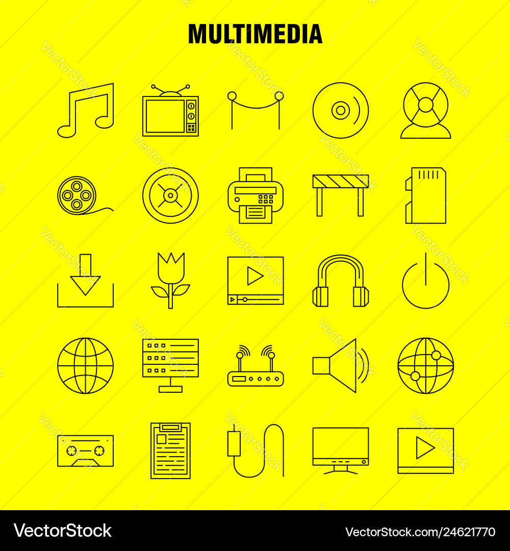 Multimedia line icon for web print and mobile Multimedia line icon for web print and mobile vector image