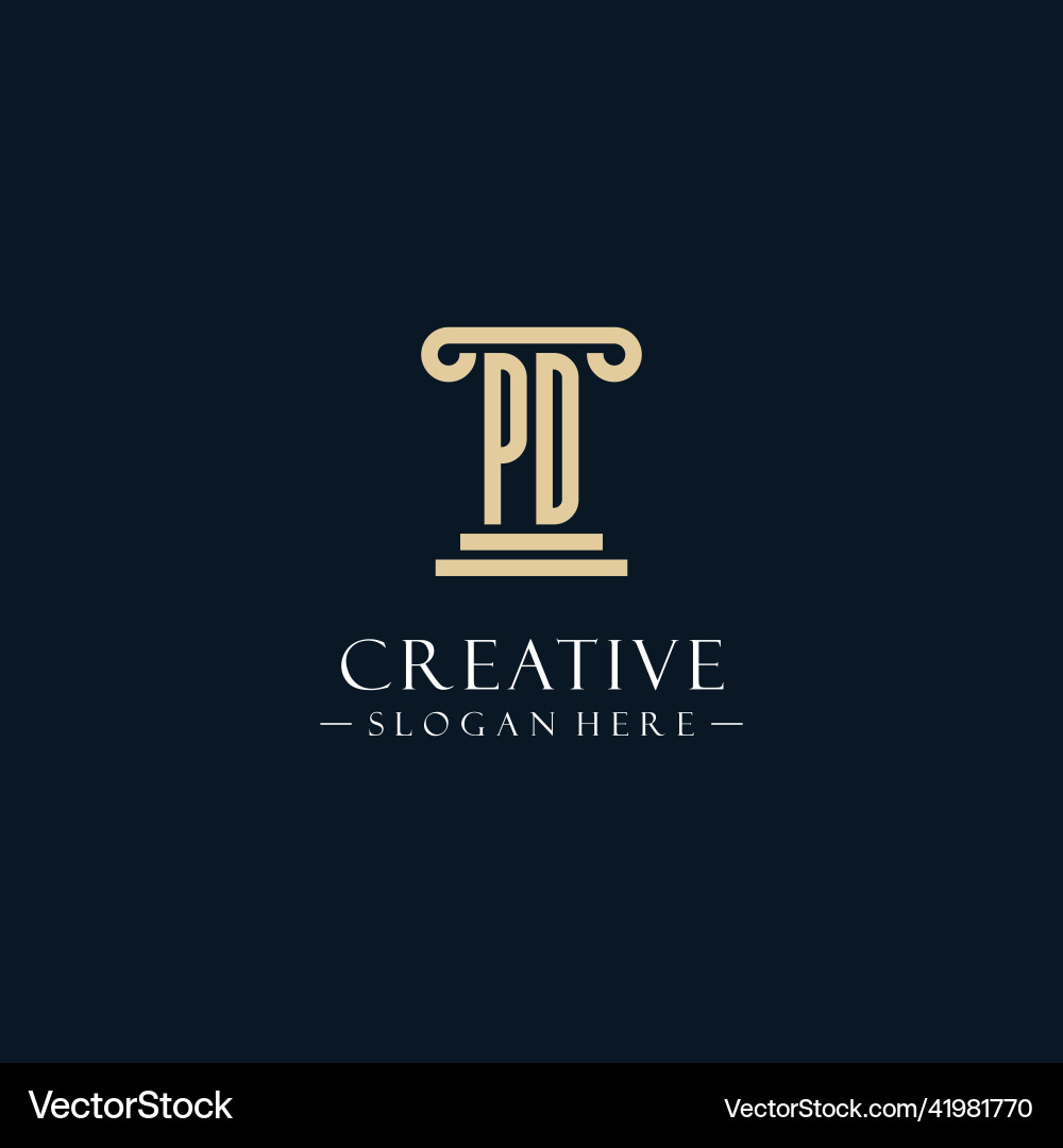 Pd initial monogram logos with pillar shapes style Pd initial monogram logos with pillar shapes style Vector Image