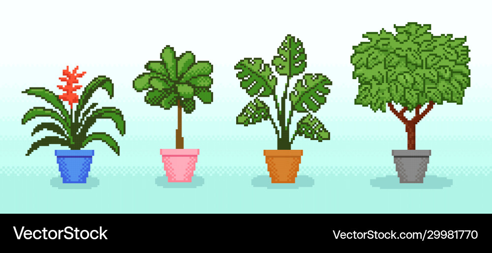Pixelated Potted Plants vector image