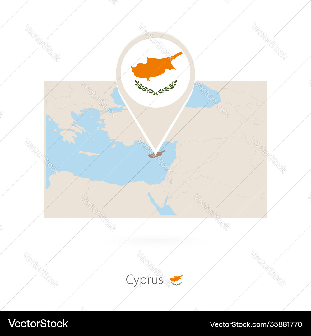 Rectangular map cyprus with pin icon Vector Image