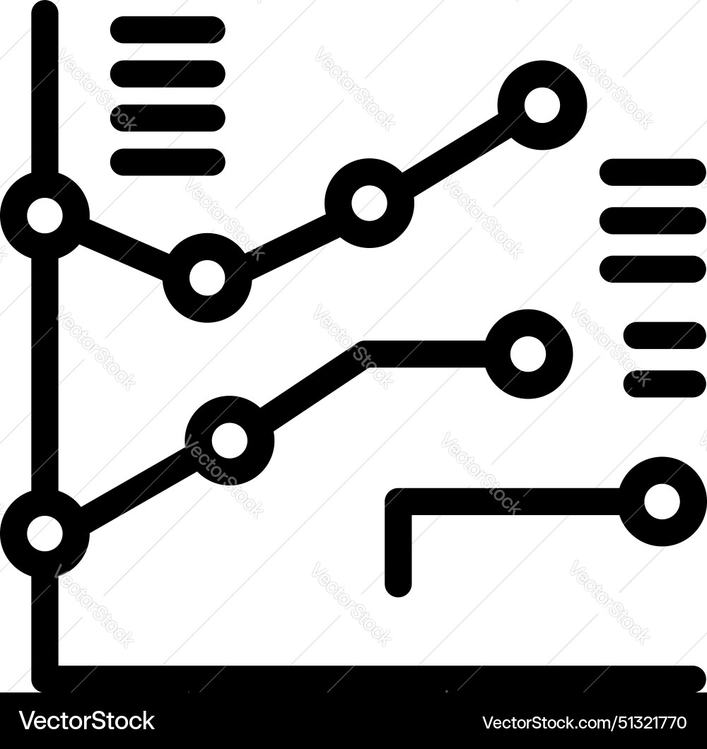 Simplified black outline of a line graph chart Simplified black outline of a line graph chart vector image