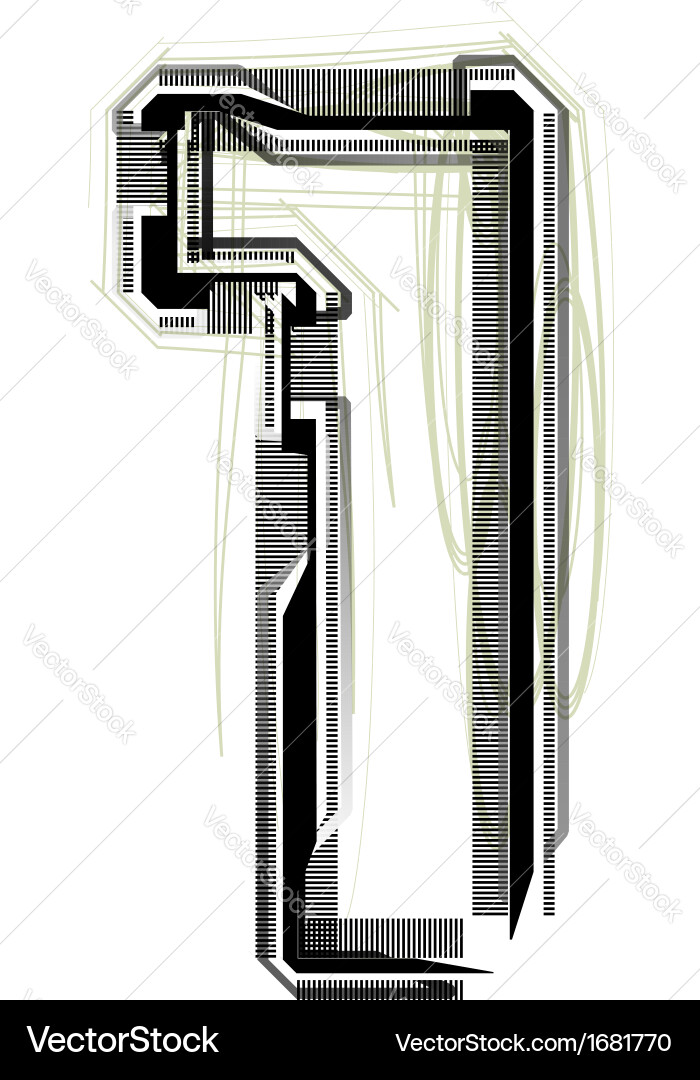 Technological font number 1 vector image