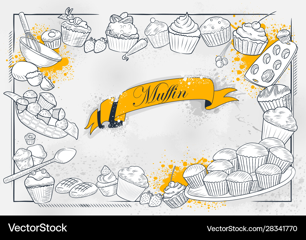 Template different types muffin for menu Template different types muffin for menu vector image