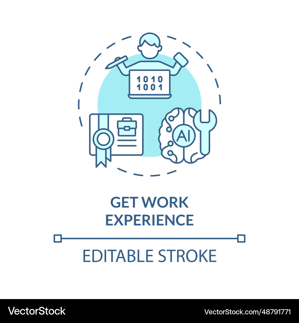 2d thin linear icon get work experience concept 2d thin linear icon get work experience concept vector image