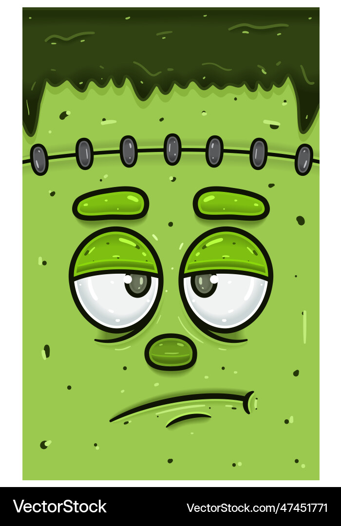 Bored expression of frankenstein face character Vector Image