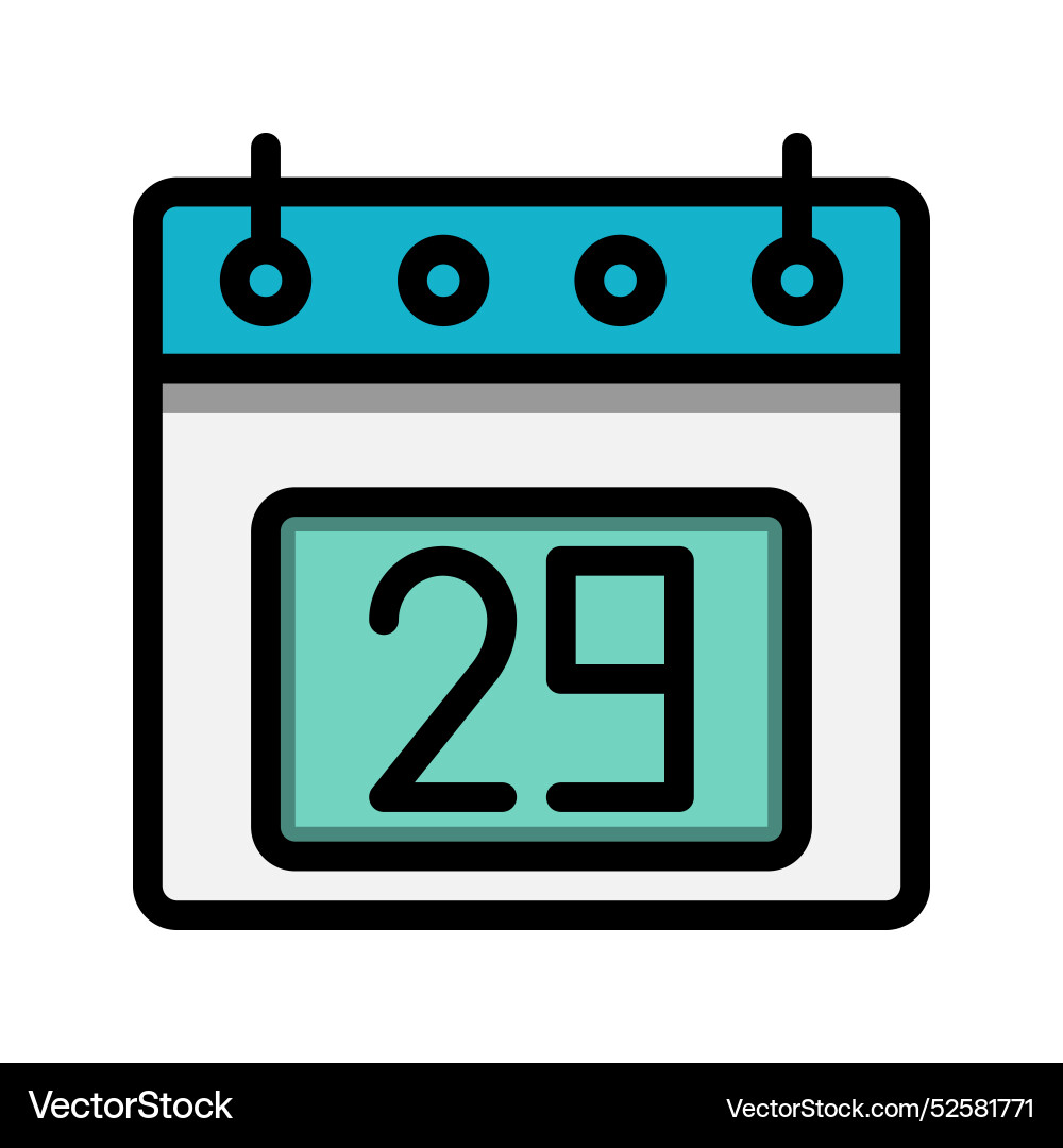 Calendar 29st date color linear icon time event Calendar 29st date color linear icon time event vector image