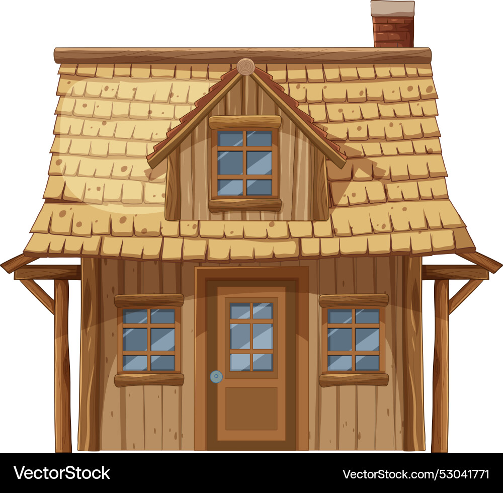 Charming wooden house with a thatched roof Charming wooden house with a thatched roof vector image