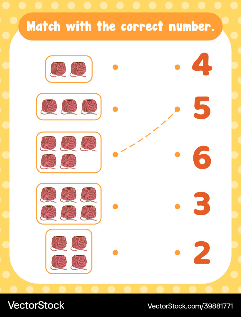 Count and match numbers math worksheet template Count and match numbers math worksheet template vector image