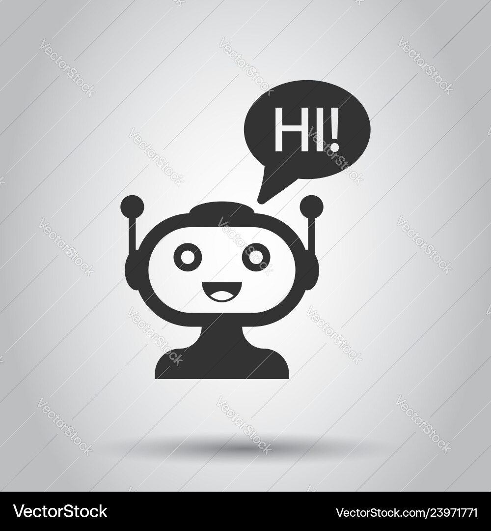 Cute robot chatbot icon in flat style bot Cute robot chatbot icon in flat style bot vector image