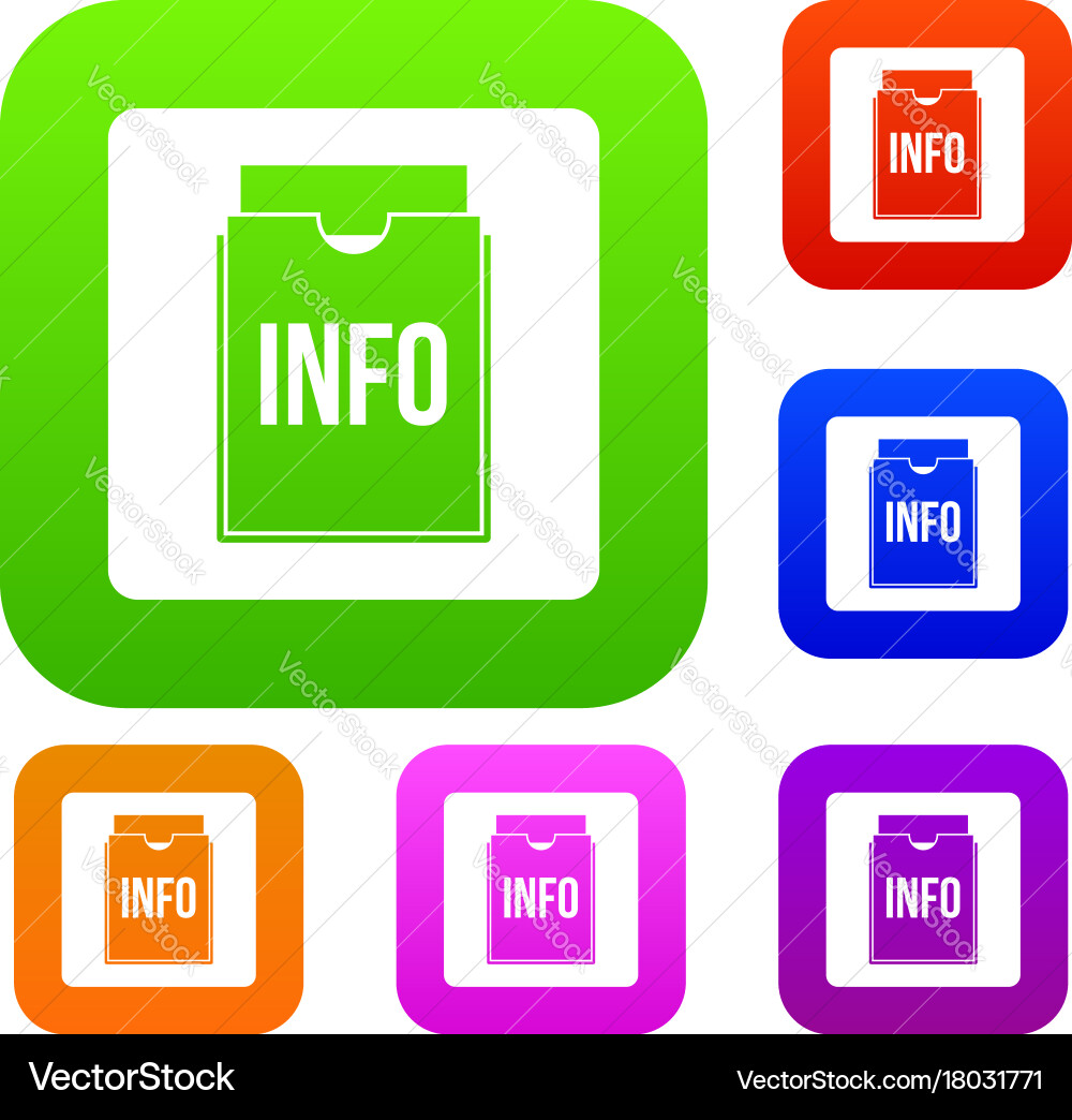 Info folder set color collection vector image