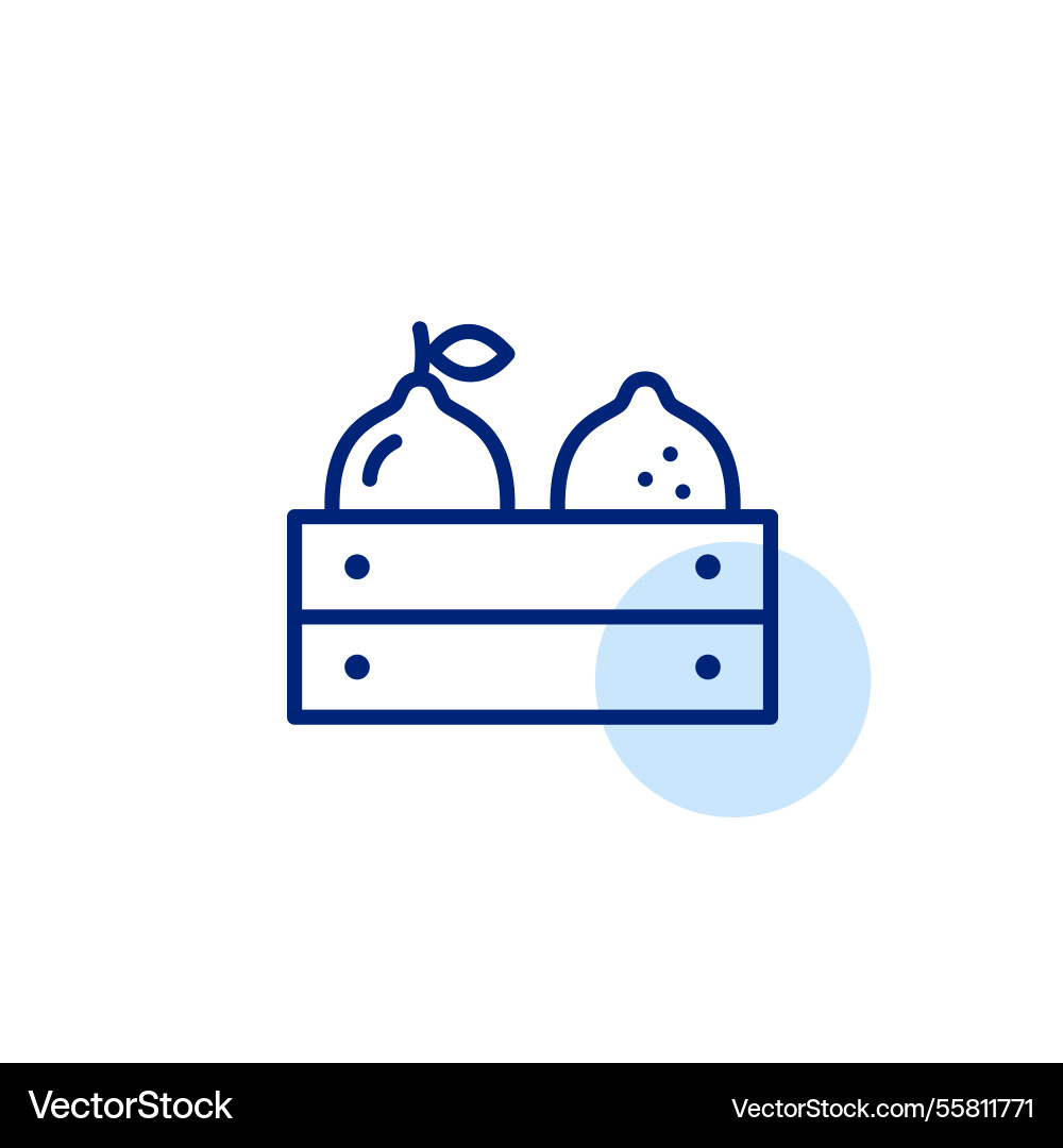 Lemons in wooden crate farmers fruits Lemons in wooden crate farmers fruits vector image