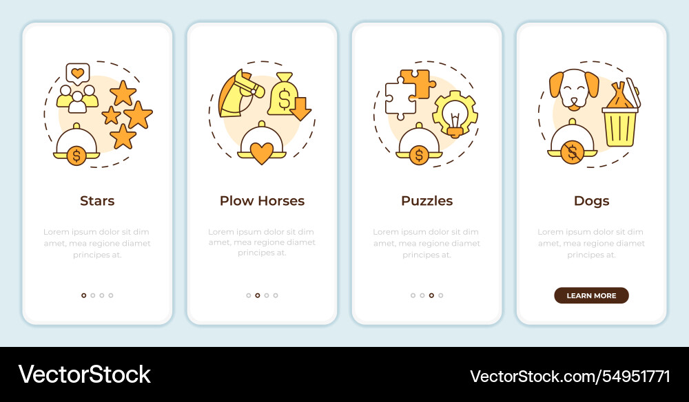 Menu engineering matrix onboarding mobile app vector image