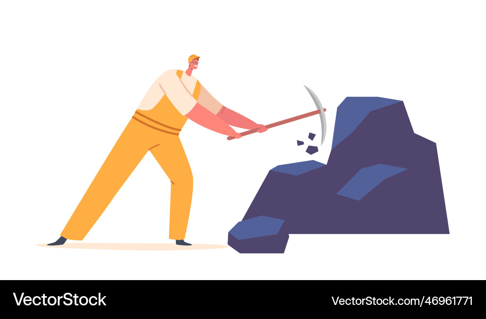 Miner with pickaxe digging soil explore fossil Vector Image