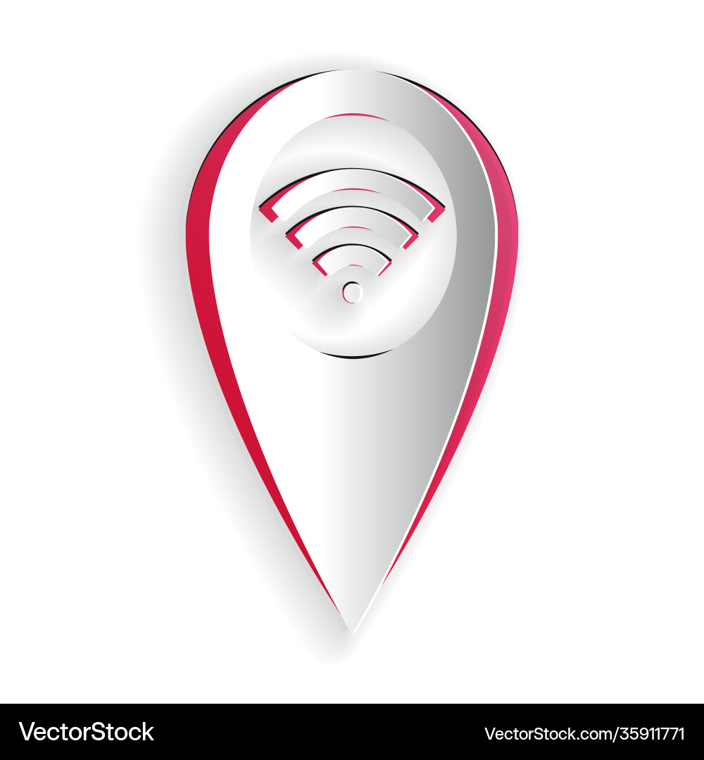 Paper cut pointer map with wifi internet signal Paper cut pointer map with wifi internet signal vector image