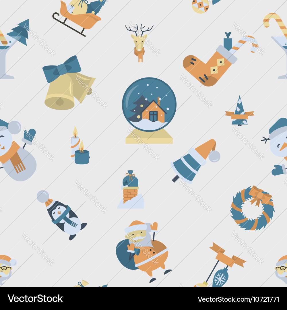 Retro Christmas Seamless Pattern Vector Image