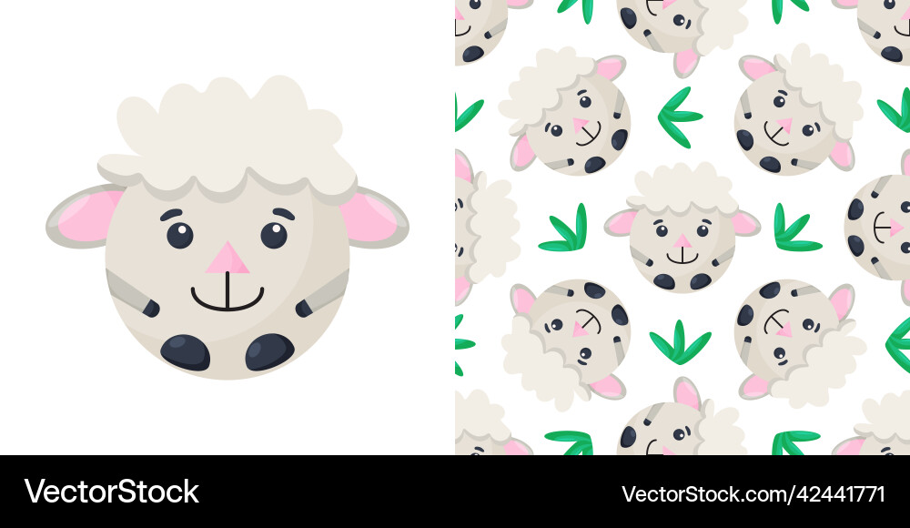 Round sheep seamless pattern background Round sheep seamless pattern background vector image