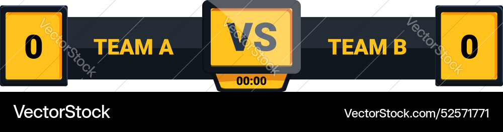 Scoreboard showing team a versus b with timer Scoreboard showing team a versus b with timer Vector Image