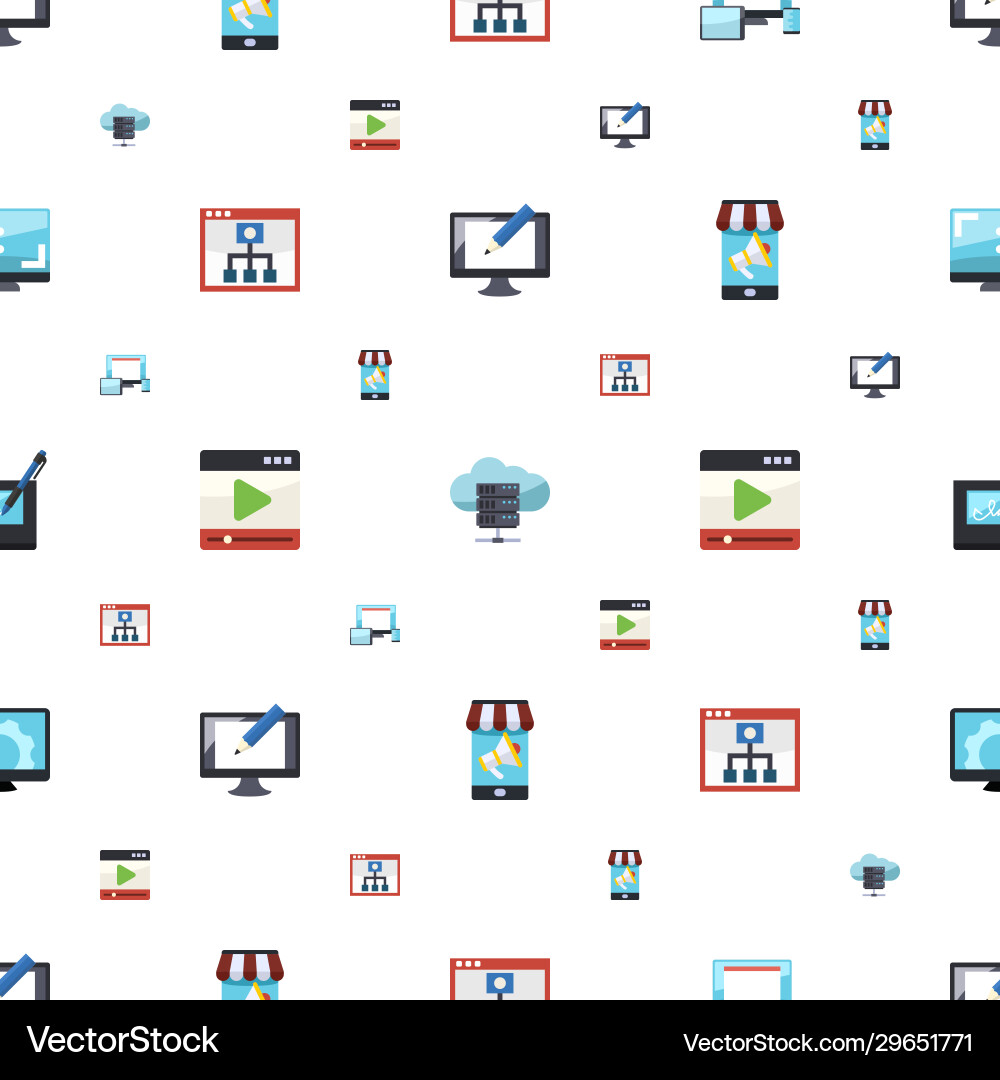 Screen icons pattern seamless included editable Vector Image
