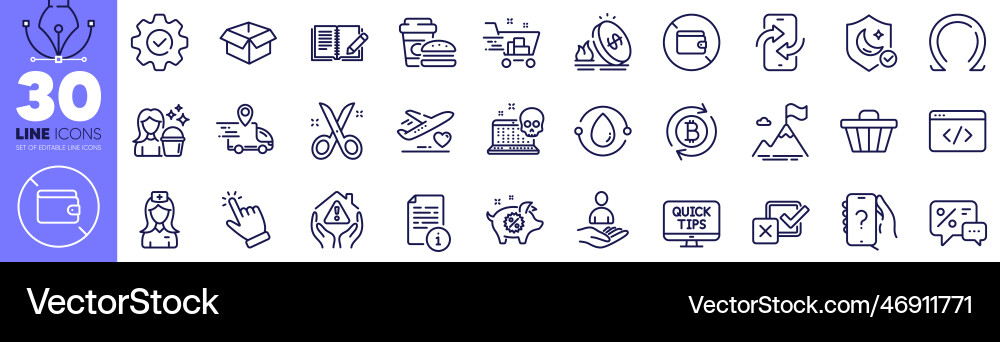Seo script opened box and shop cart line icons Seo script opened box and shop cart line icons Vector Image