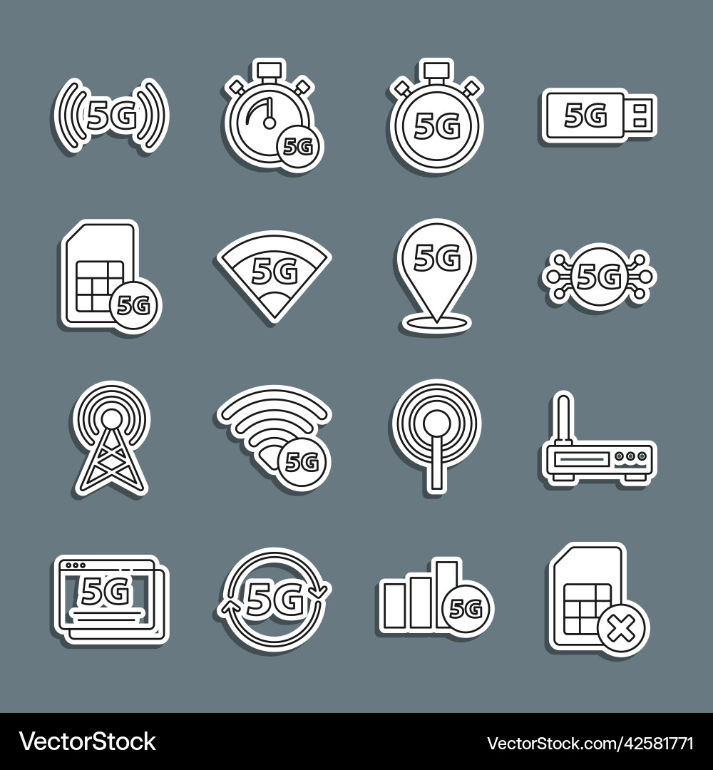 Set line sim card rejected router and wi-fi Set line sim card rejected router and wi-fi vector image