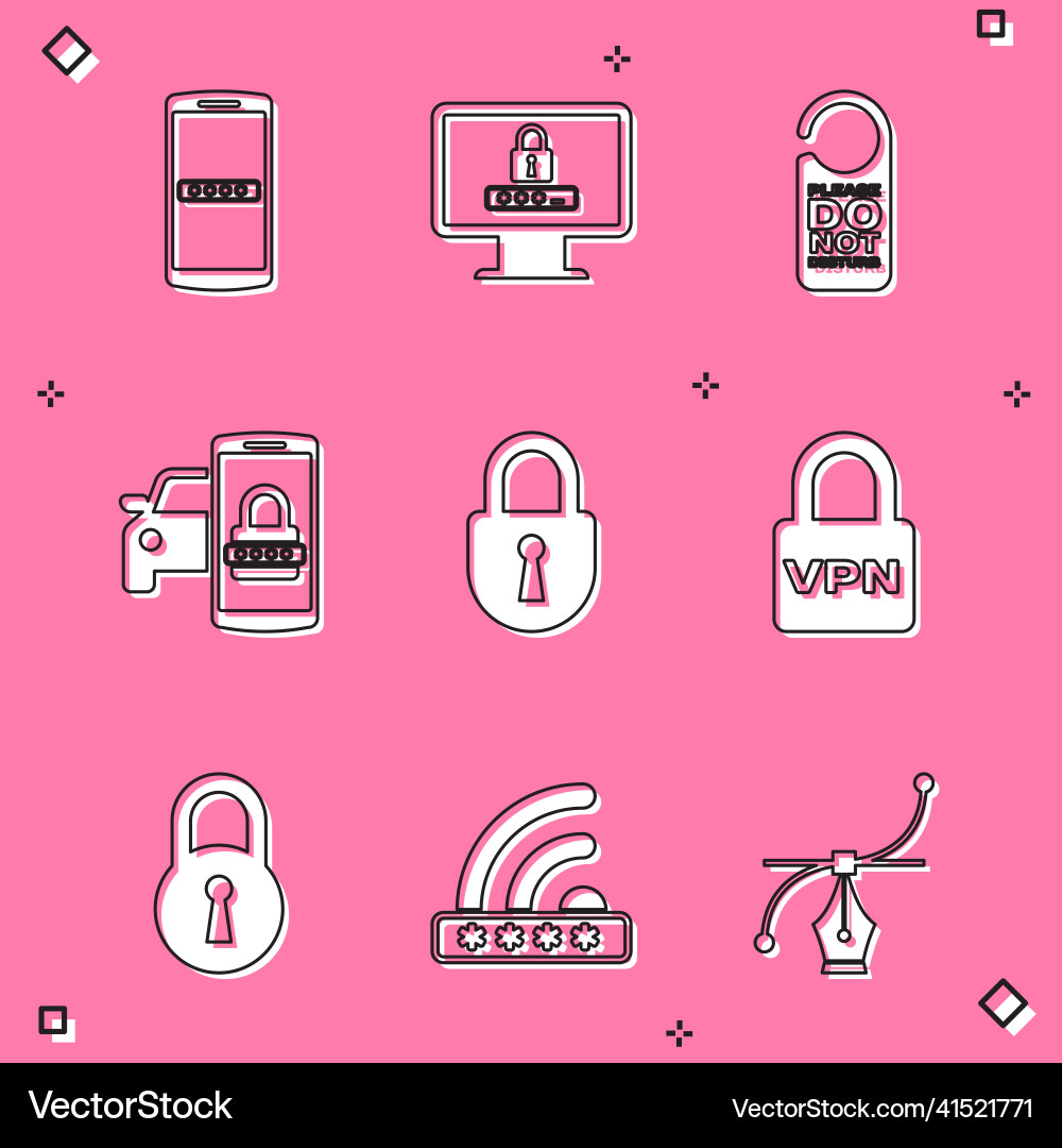 Set mobile and password monitor with please do vector image