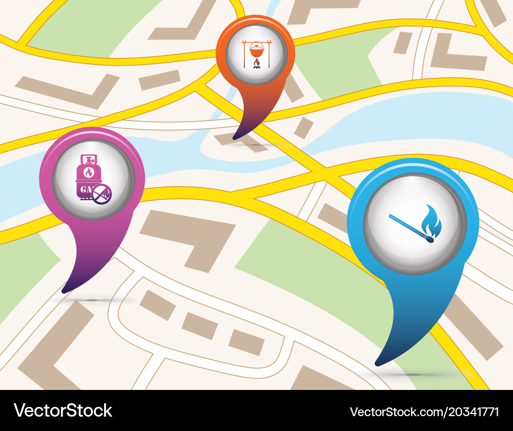 Set of tourism service map pointers vector image