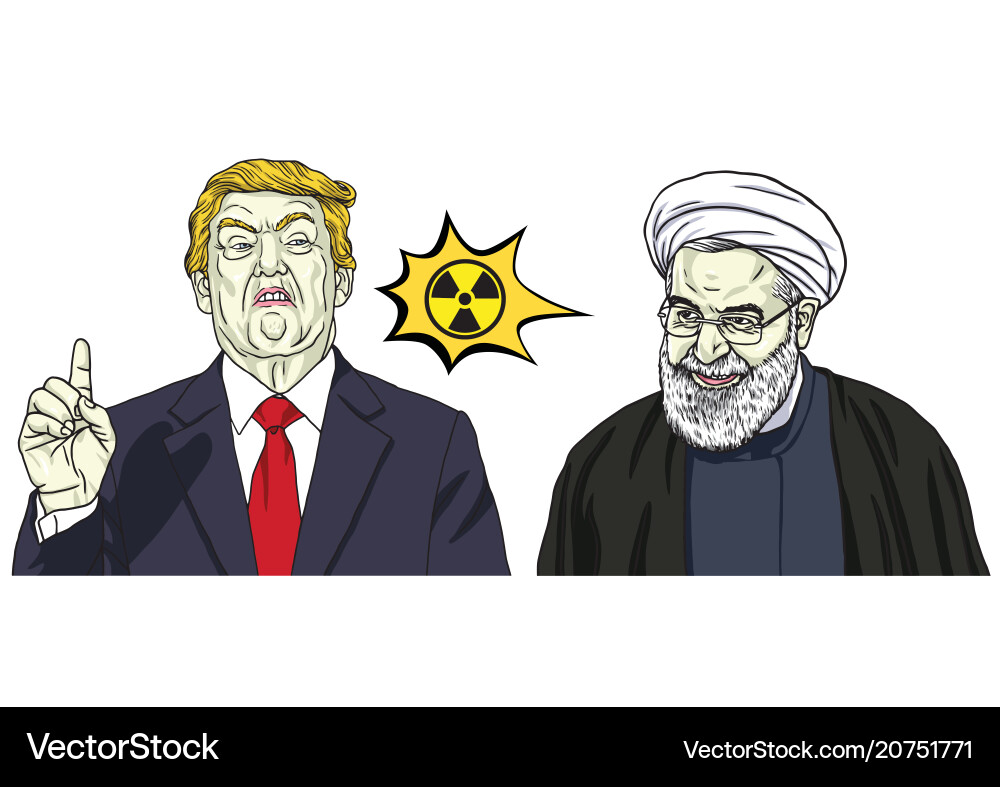 Trump & Rouhani Cartoon Portrait Vector Image