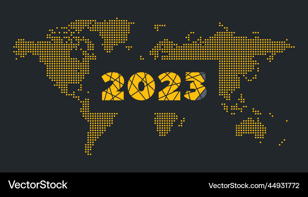 2023 year icon world map background element Vector Image