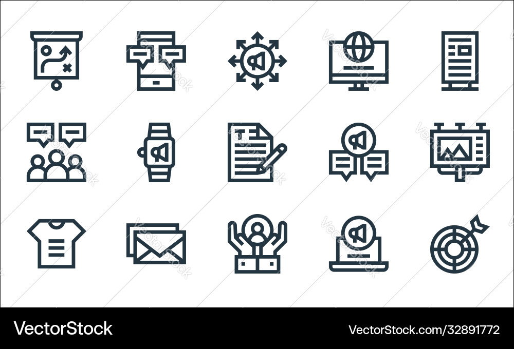 Advertisement line icons linear set quality Advertisement line icons linear set quality vector image