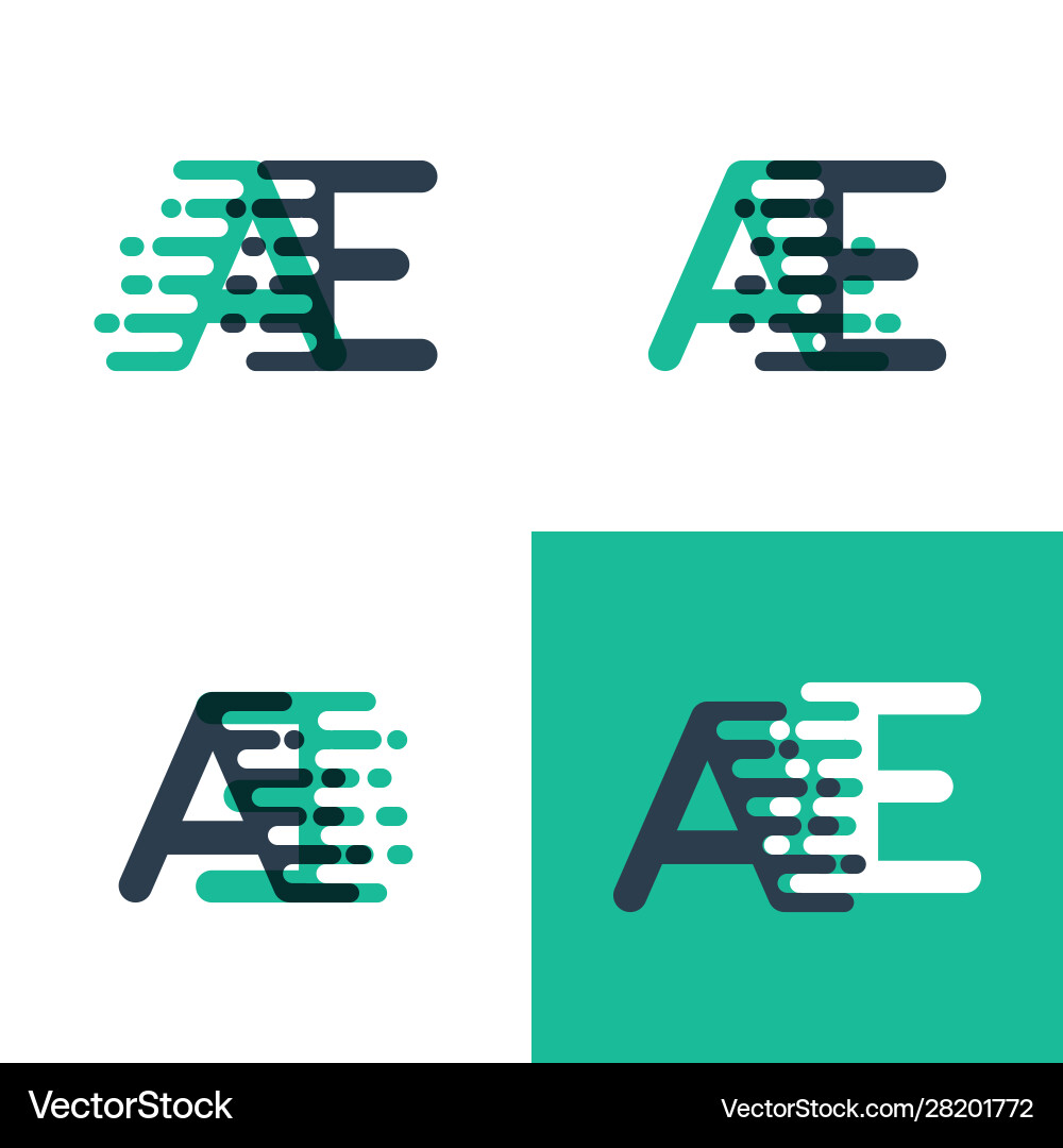 Ae Buchstaben Logo mit Akzent Geschwindigkeit in tosca grün Ae Buchstaben Logo mit Akzent Geschwindigkeit in tosca grün vektorbild