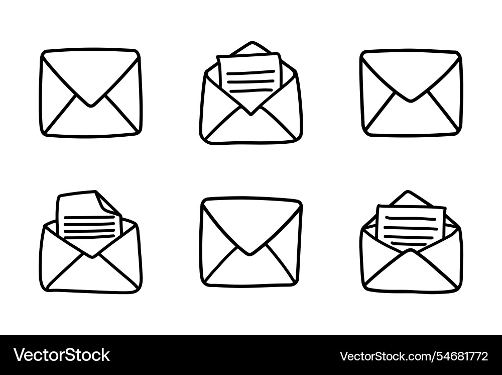 Art style envelope icon bundle set design Art style envelope icon bundle set design vector image