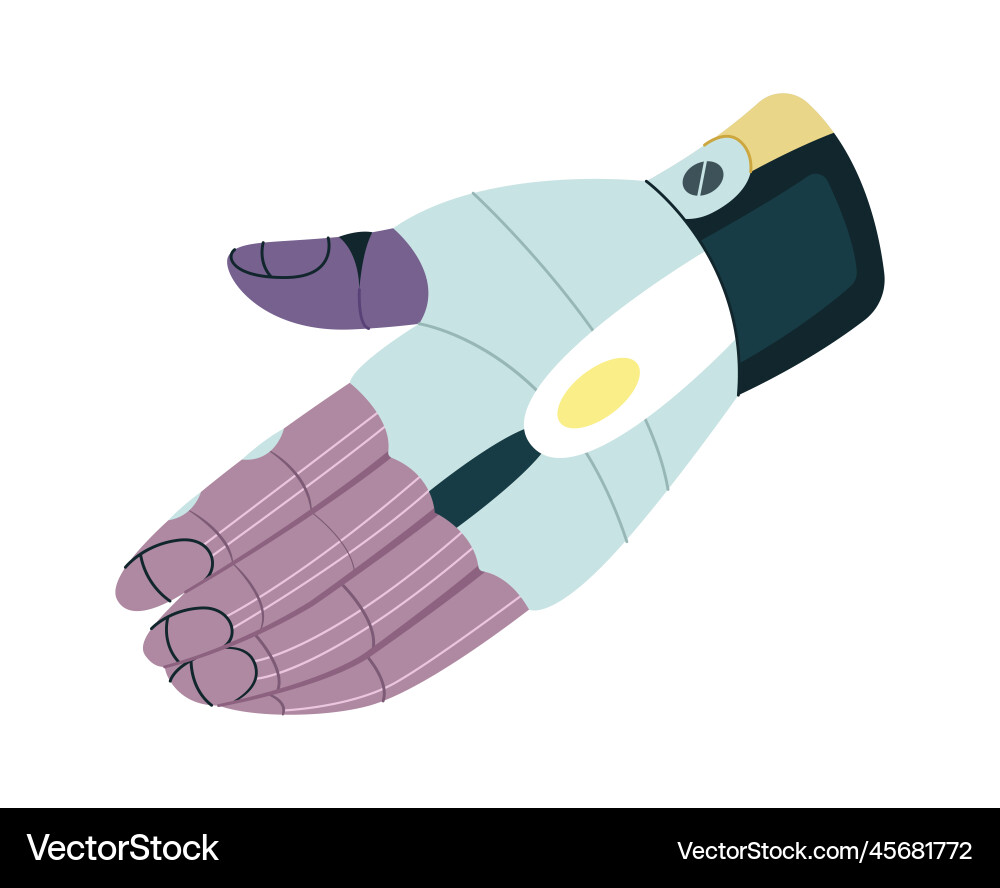 Automated robot hand flat icon handshaking gesture vector image