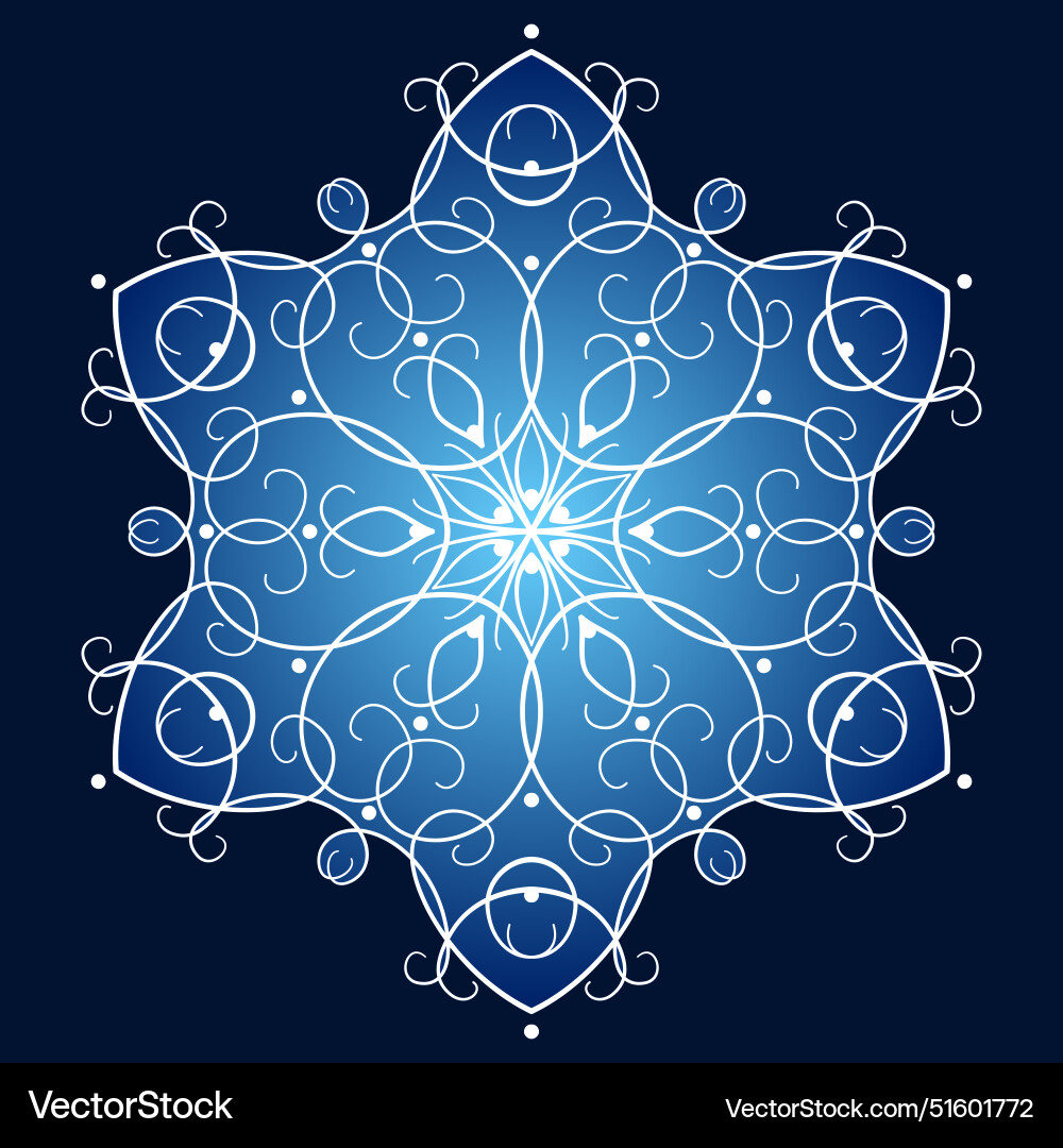Blue elegant snowflake of curved lines and curls Blue elegant snowflake of curved lines and curls Vector Image