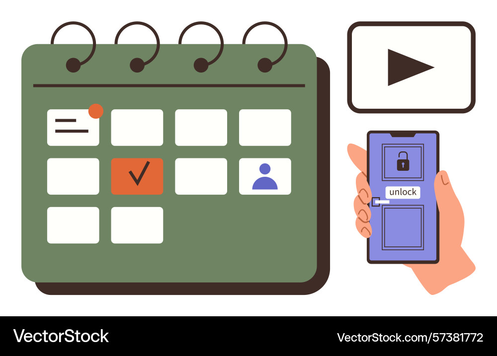Digital planner scheduling with mobile Digital planner scheduling with mobile vector image