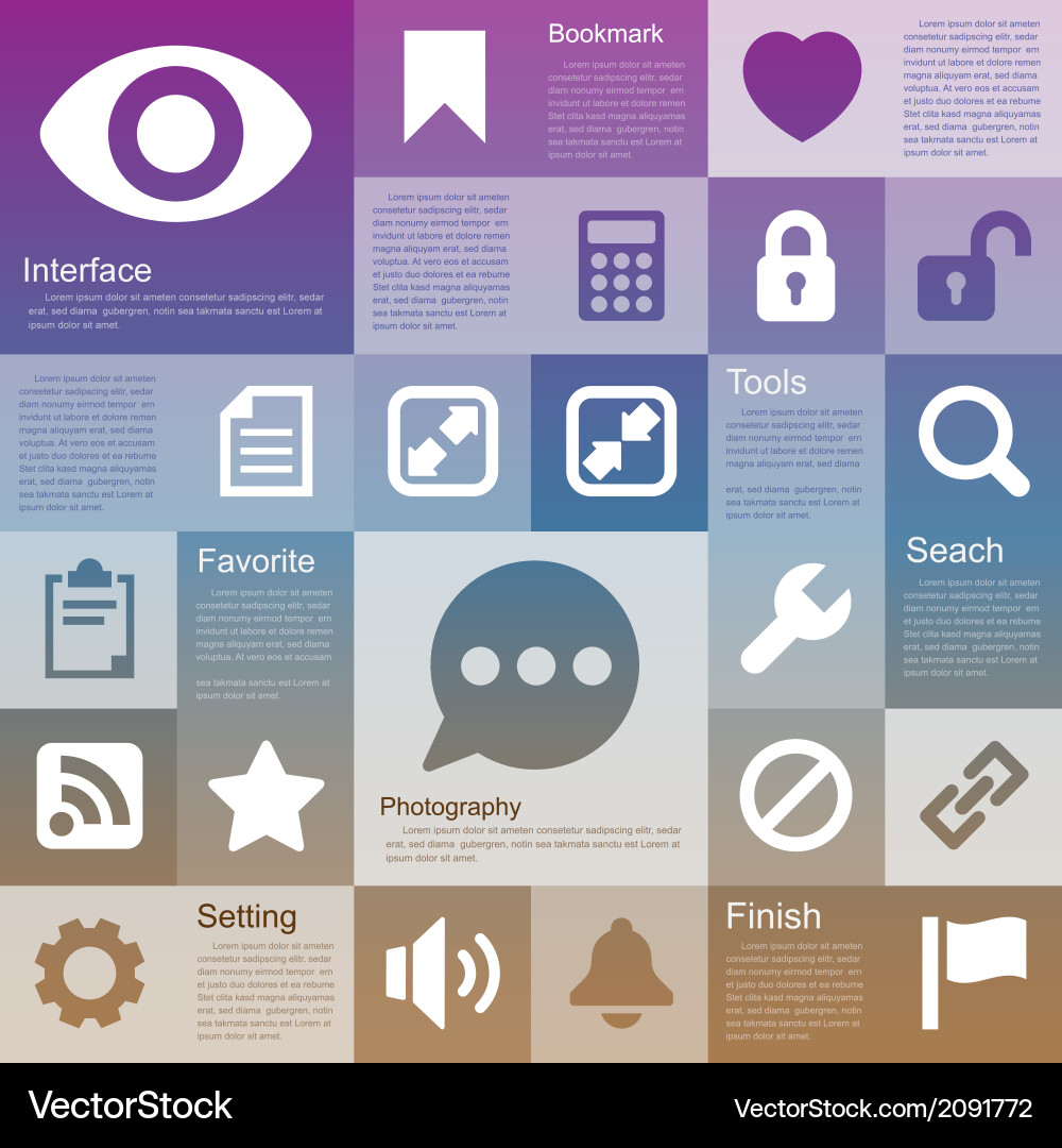 Flat design interface icon set 5 vector image