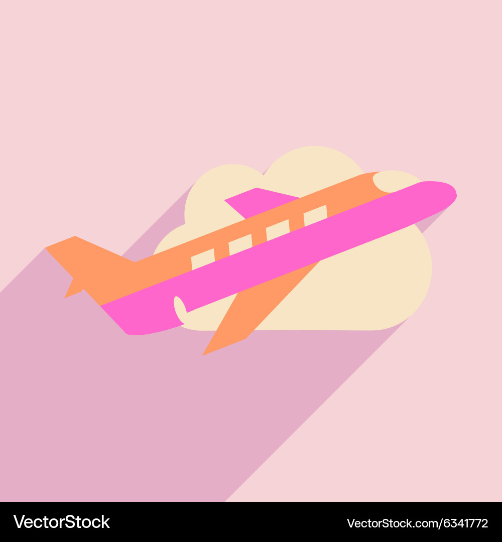 Flat with shadow icon and mobile application plane vector image
