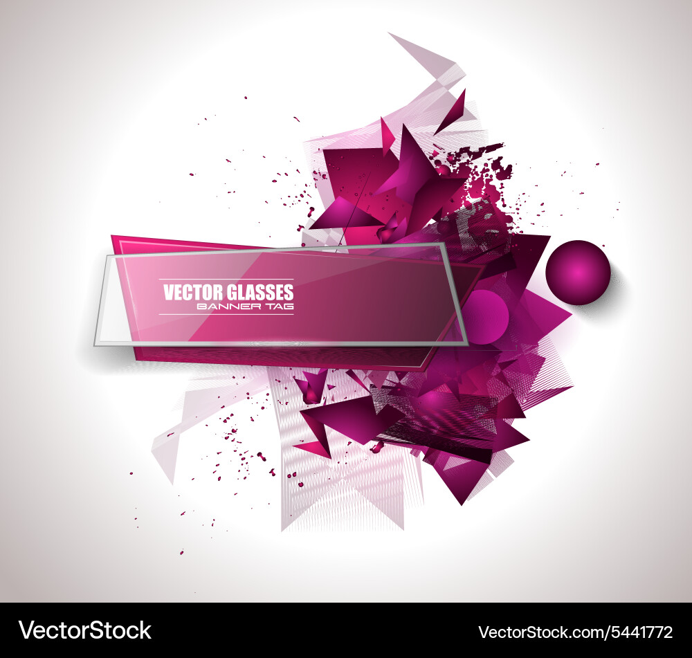 Glass banner with abstract shape and glossy effect Vector Image