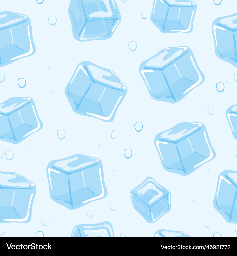 Ice cubes background seamless pattern vector image
